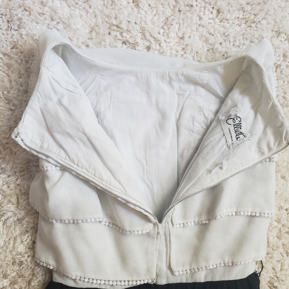 1950s 1960s Vintage Miss Elliotte California Black & White Dress Tiered Bodice - Picture 12 of 13